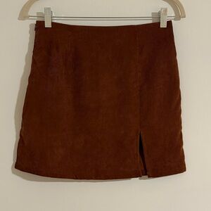 Brown Suede Corduroy Mini Skirt